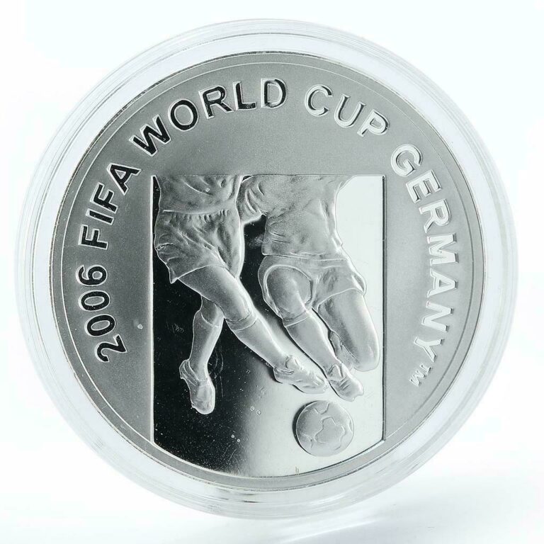 Read more about the article Azerbaijan 50 manat 2006 FIFA World CUP GERMANY Football silver proof coin 2004