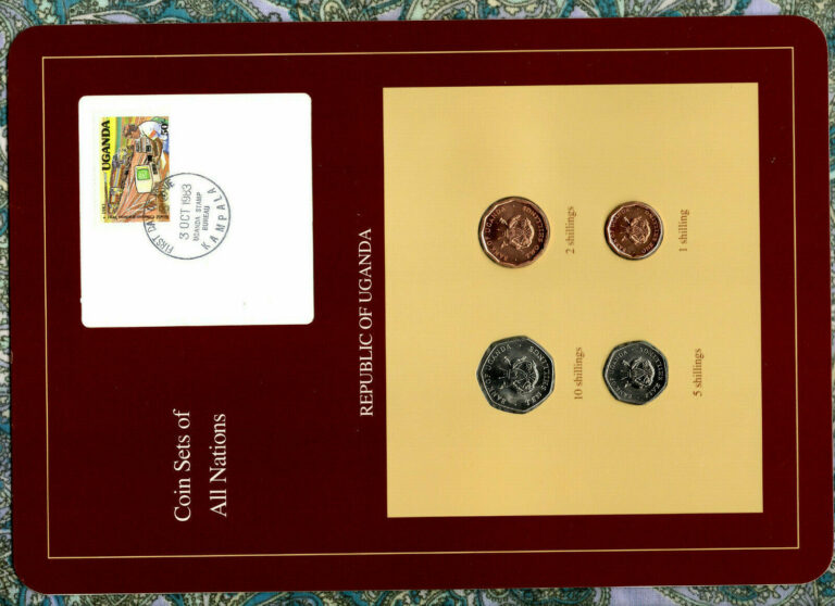 Read more about the article Coin Sets of All Nations Uganda UNC 1987 1  2  5  10 Shillings FDI stamp