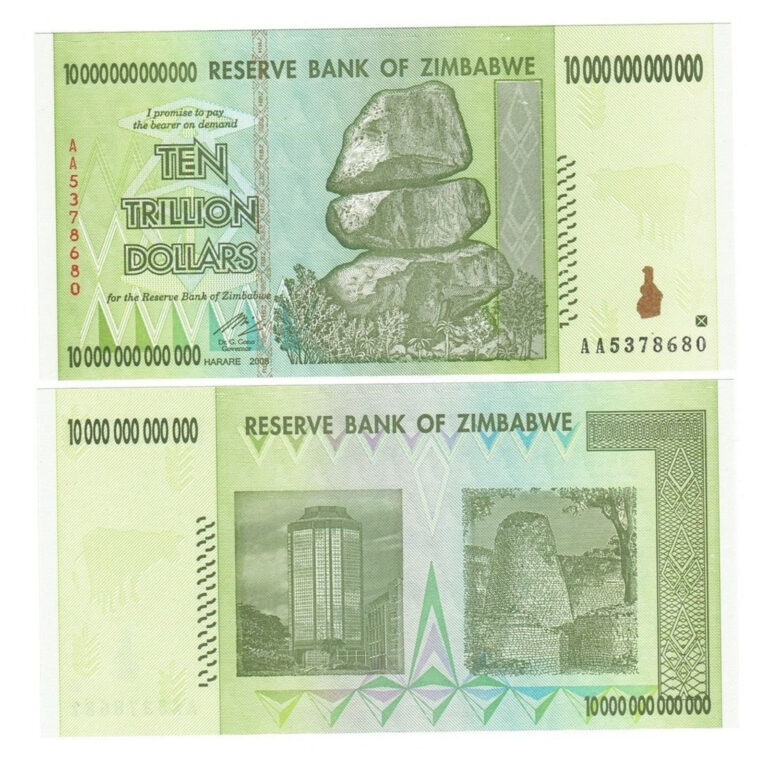 Read more about the article Zimbabwe One 10 Trillion Dollar Bill Banknote Money Currency Hyperinflation