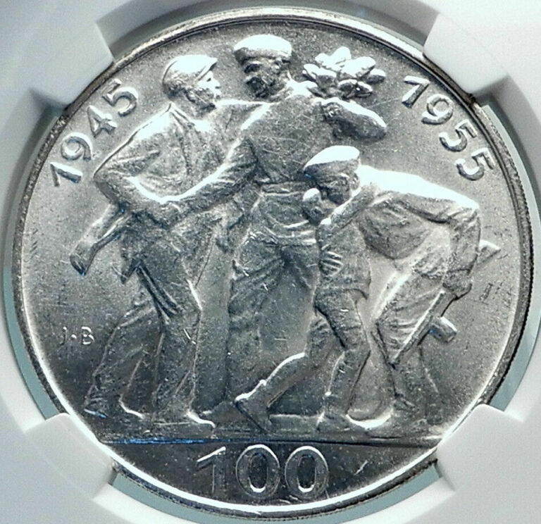 Read more about the article 1955 Czechoslovakia Czech Republic SILVER Coin LIBERATION frm GERMANY NGC i81894