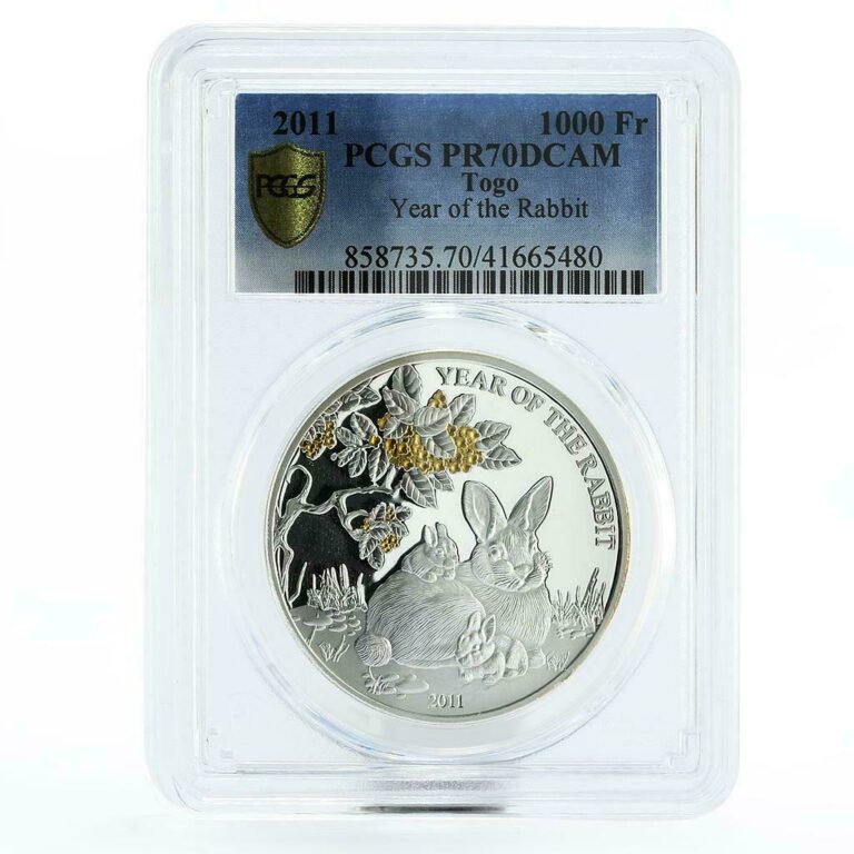 Read more about the article Togo 1000 francs Year of the Chinese Rabbit PR70 PCGS silver coin 2011