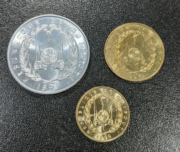 Read more about the article Djibouti Coin lot 1991 5 Francs 1999 10 Francs 1996 20 Francs UNC BU luster!
