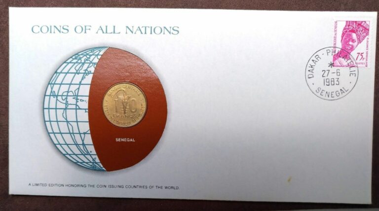 Read more about the article 1983 Postmarked Coins of All Nations PNC with Mint state coin  Senegal