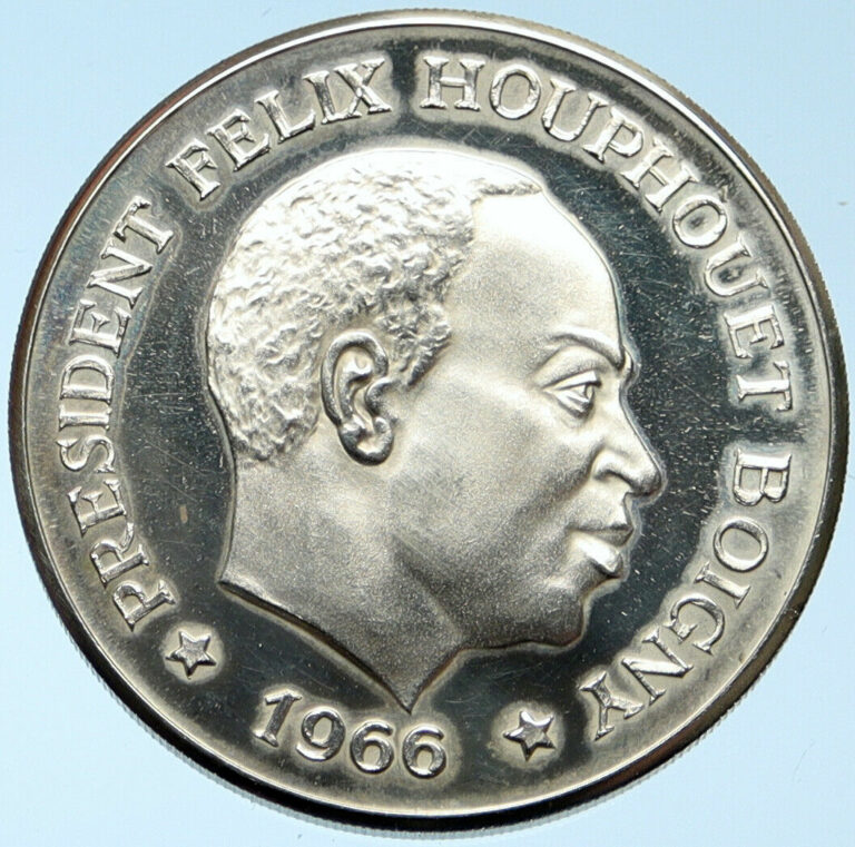 Read more about the article 1966 IVORY COAST Felix Houphouet-Boigny AFRICA Elephant 10 Francs Coin i99652