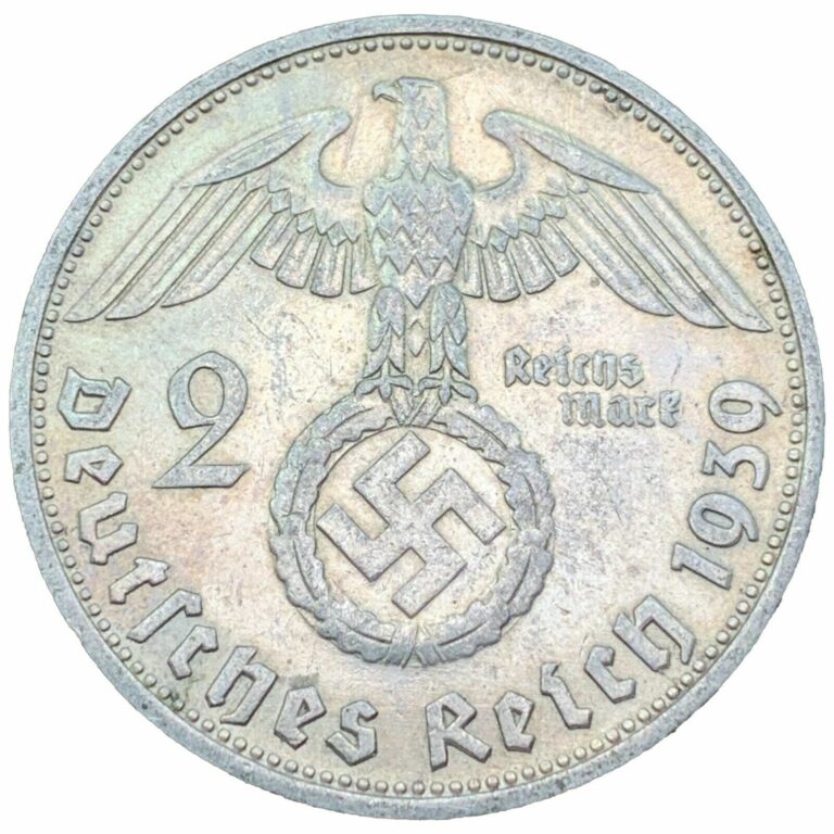 Read more about the article Rare Third Reich WW2 German 2 Reichsmark Hindenburg Silver Coin Buy 3 Get 1 Free