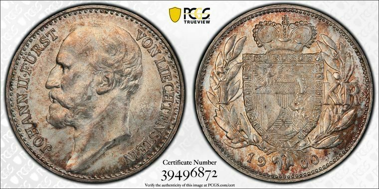 Read more about the article 1900-M PCGS MS65 Liechtenstein Krone Coin Item #30023A