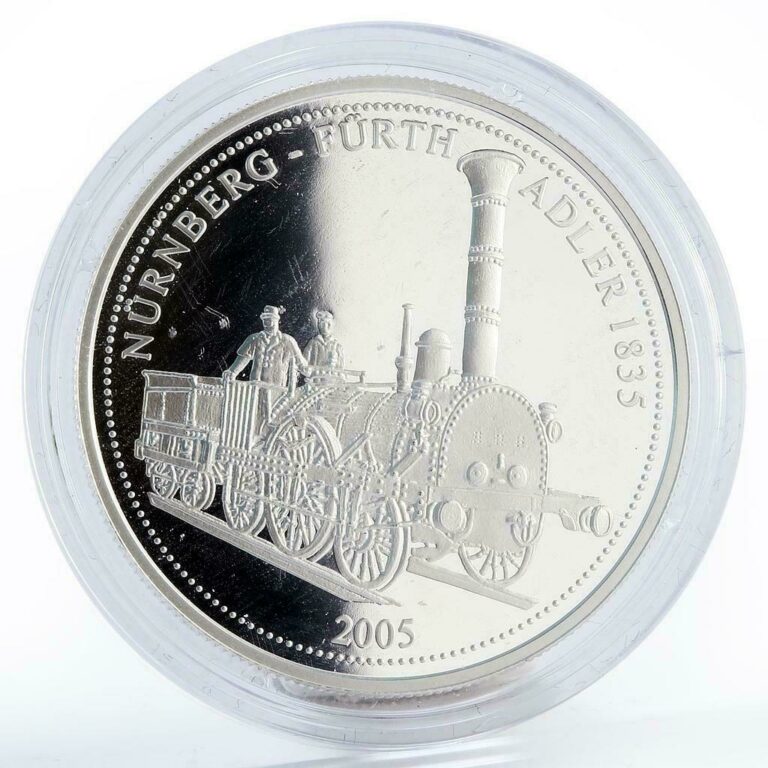 Read more about the article Togo 1000 francs 170th Anniversary German Railroad Adler proof silver coin 2005