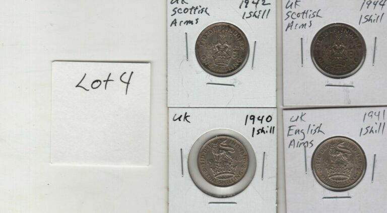 Read more about the article UK England  1944  1940  1941  1942  Shilling  George V  4 coins Lot 4