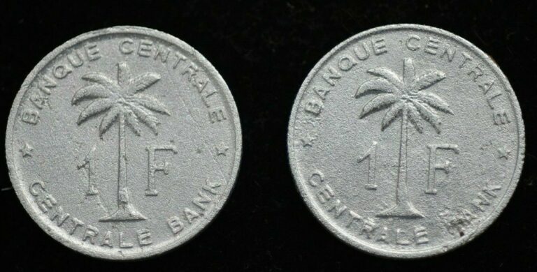 Read more about the article LOT OF 2 BELGISCH CONGO RWANDA 1958/59 1 FRANC Coins – HIGH GRADE
