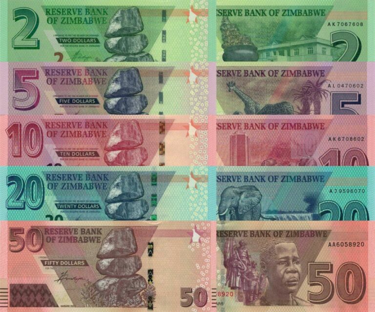 Read more about the article Zimbabwe 5 PCS Set: 2  5  10  20  50 Dollars (2019/2020) – All p-New UNC