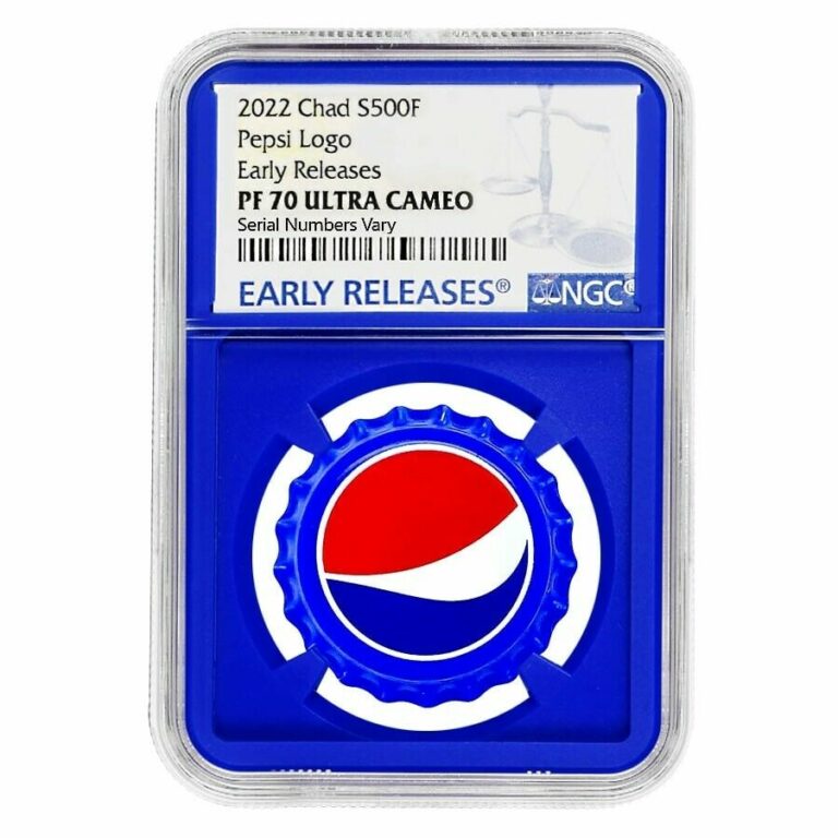 Read more about the article 2022 Chad 6 gram Pepsi Bottle Cap Proof Silver Coin NGC PF 70 ER (Blue Core)