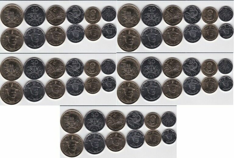 Read more about the article Swaziland – 5 pcs x set 6 coins 10 20 50 Cents 1 2 5 Emalangeni 2015 UNC Lemberg