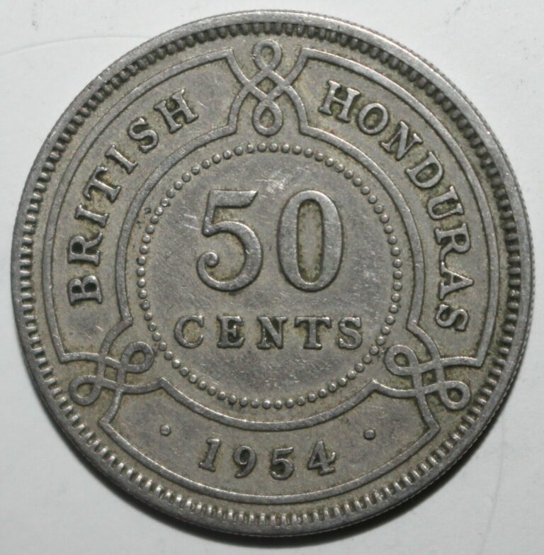 Read more about the article British Honduras 50 Cents Coin 1954 KM# 28 Britain UK Elizabeth II Fifty Belize
