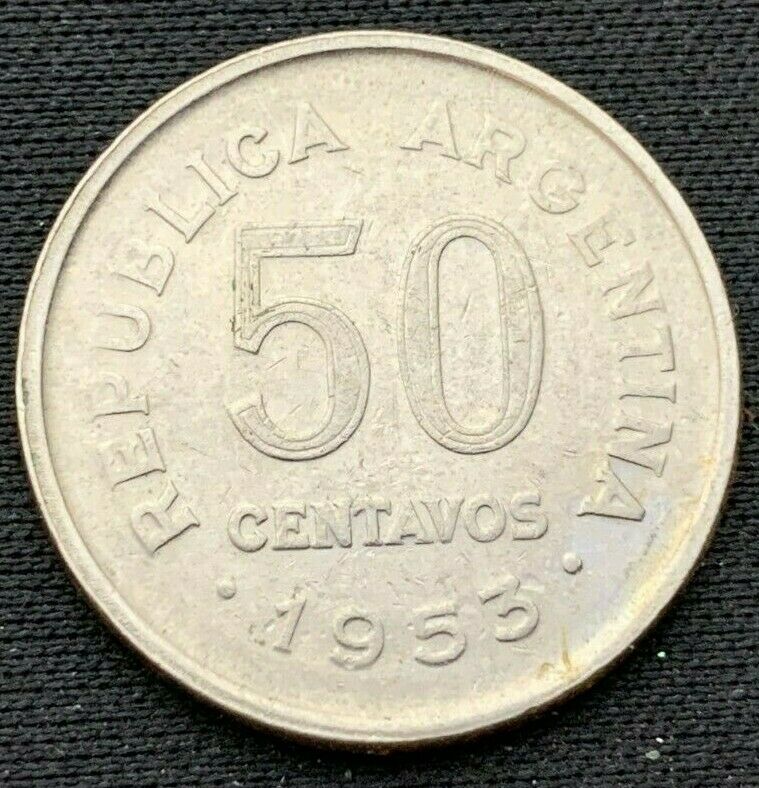 Read more about the article Argentina 1953    50 Centavos XF +      Nickel Clad Steel Coin    #K502