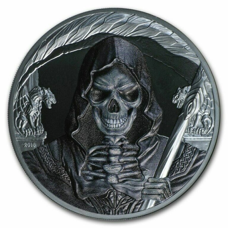 Read more about the article 2018 Equatorial Guinea GRIM REAPER THE DEATH 1oz Black Proof Silver Coin