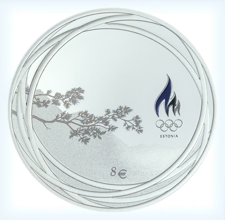 Read more about the article Estonia 2022 silver coin 8 Euro Tokyo Olympic games XXIV Winter   proof