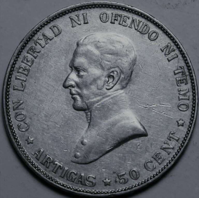 Read more about the article Uruguay 50 Centesimos  1917(ba) Au-Unc Silver~RARE~Free Shipping