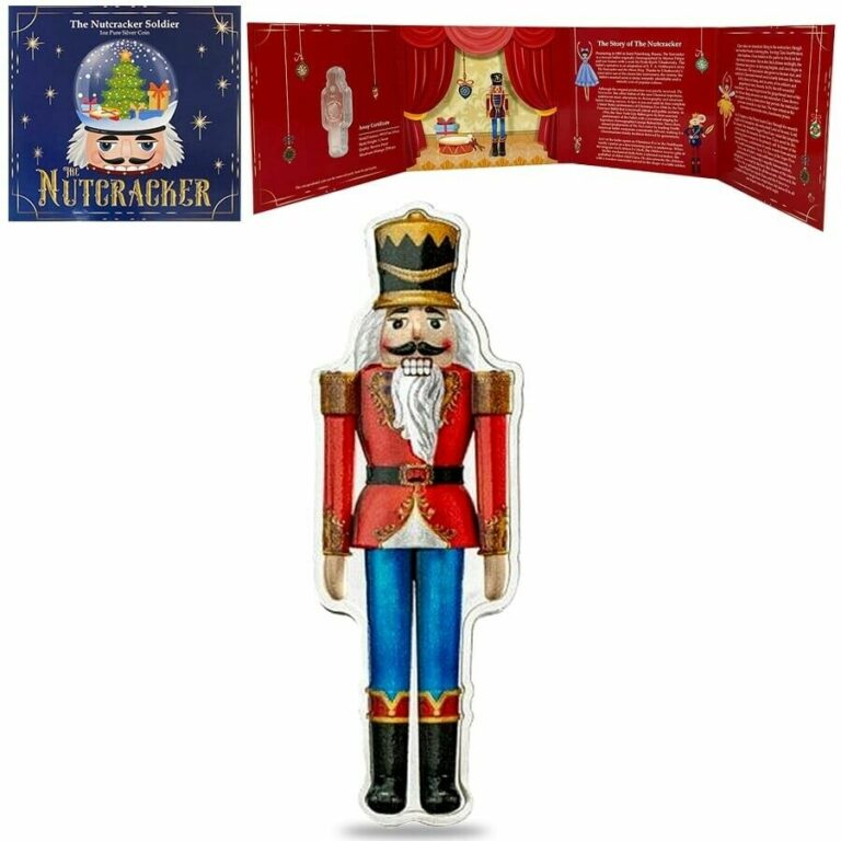 Read more about the article Sale Price- 2021 Solomon Islands 1 oz Nutcracker Soldier Silver Coin w/Box and COA