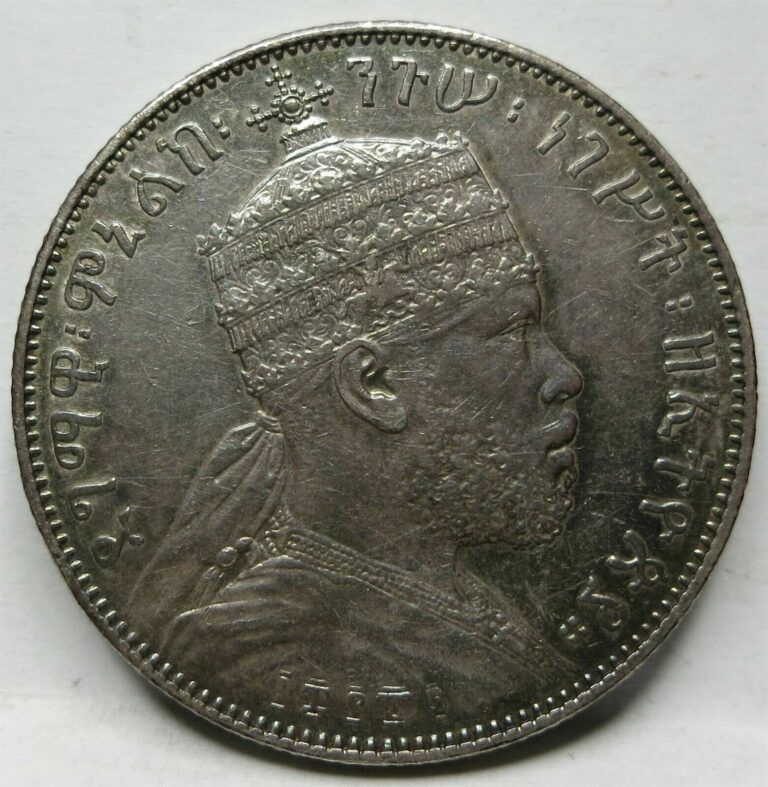 Read more about the article ETHIOPIA Menelik II Half 1/2 Birr 1889 A XF+ Paris Silver Lion #B82