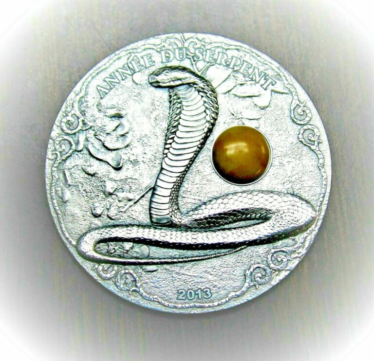 Read more about the article Togo 2013 1500 Francs Année du Serpent Year of the Snake 2 Oz Silver Coin Amber