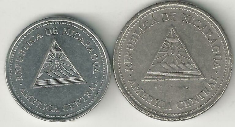 Read more about the article 2 DIFFERENT COINS from NICARAGUA – 1997 50 CENTAVOS and 2000 1 CORDOBA