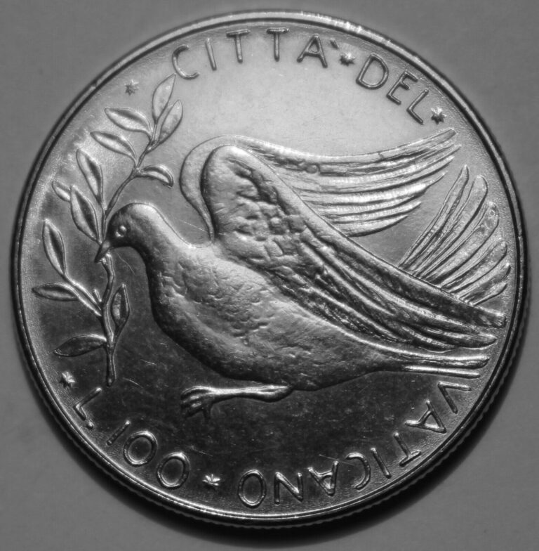 Read more about the article Vatican City 100 Lire Coin 1977 XV KM# 122 Pope Paul VI Dove One Hundred