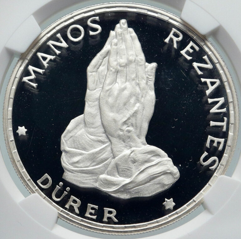 Read more about the article 1970 EQUATORIAL GUINEA Dürer’s Praying Hands Proof Silver 100 Pt Coin NGC i86022