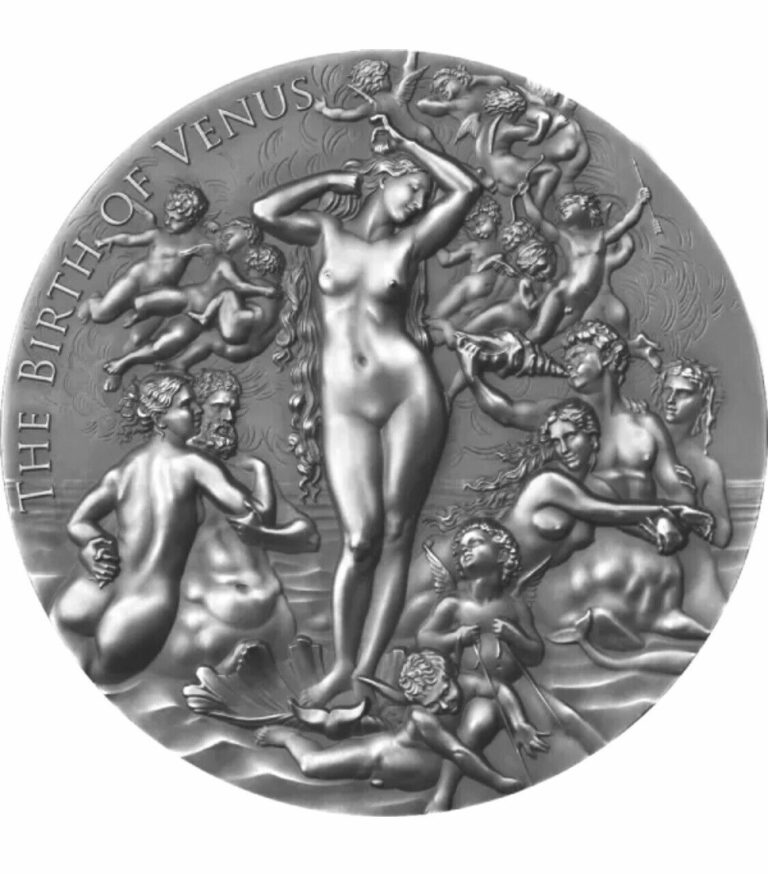 Read more about the article 2021 Cameroon The Birth of Venus Celestial Beauty 2oz Antique finish Silver Coin