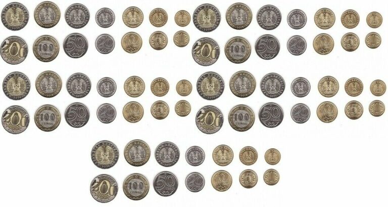 Read more about the article Kazakhstan – 10 pcs x set 7 coins 1 5 10 20 50 100 200 Tenge 2019 – 2021 UNC