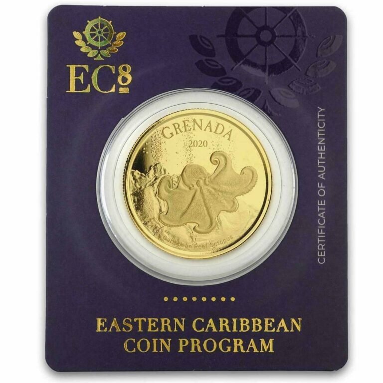 Read more about the article 2020 1 oz Grenada Octopus Volcano .9999 Gold Coin BU in Certi-Lock #A467