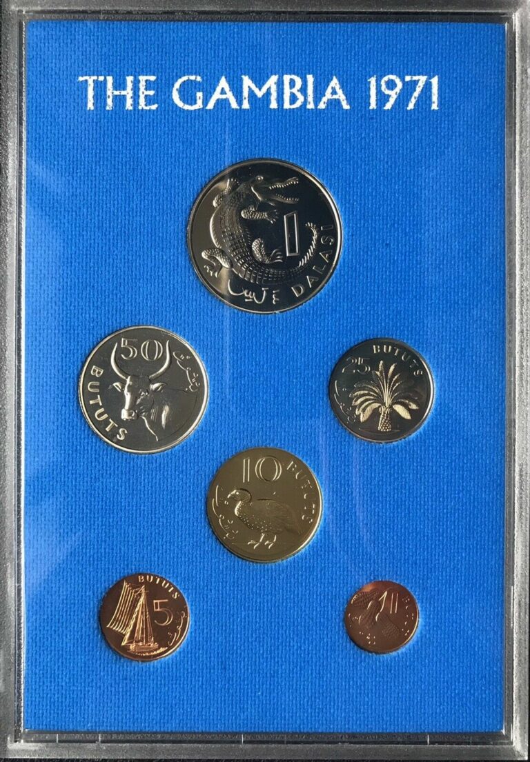 Read more about the article Gambia 1971 Proof 6 Coin Collection Set 1 Butut – 1 Dalasi by Royal Mint ~ Cased