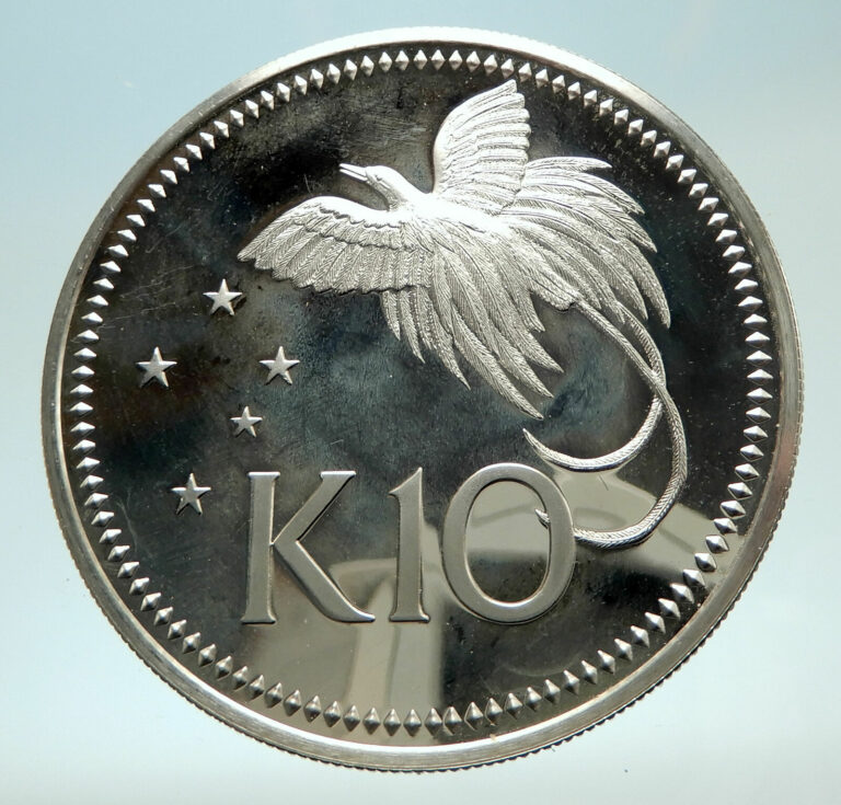 Read more about the article 1980 PAPUA NEW GUINEA Large 4.5CM Exotic Bird Proof Silver 10 Kina Coin i76758