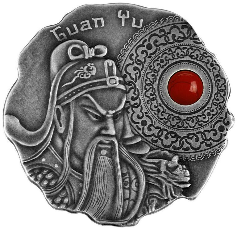 Read more about the article GUAN YU – 2021 500 FRANCS Pure Silver Coin with Coral Jasper Insert Cameroon