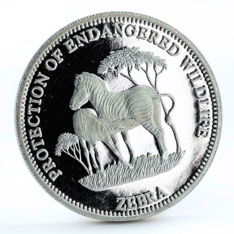 Read more about the article Equatorial Guinea 7000 francos Endangered Wildlife series Zebra silver coin 1993