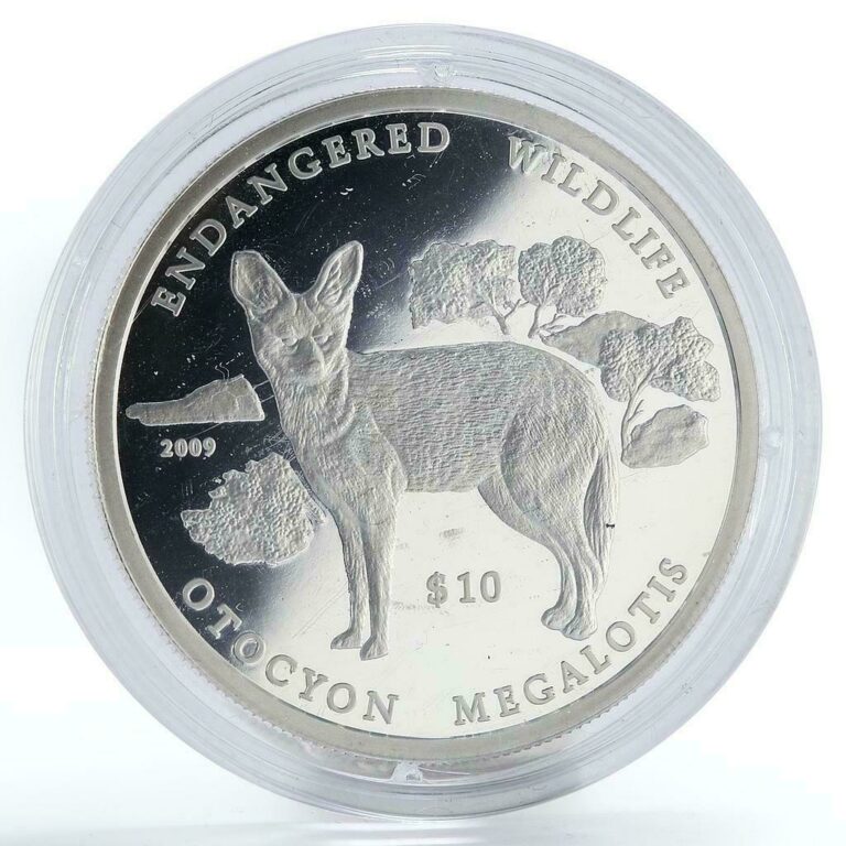 Read more about the article Namibia 10 dollars Otocyon Megalotis proof silver coin 2009