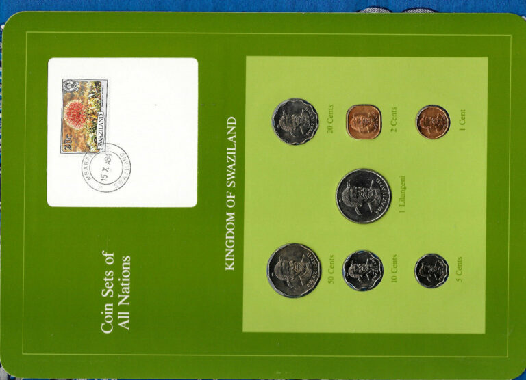 Read more about the article Coin Sets of All Nations Swaziland w/card 1975-1982 UNC 50 1 cents 1975