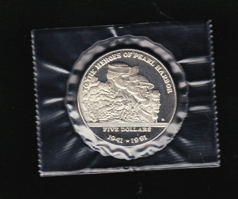 Read more about the article 1991 $5 Marshall Islands Commemorative Coin (The Heroes of Pearl Harbor( Sealed)