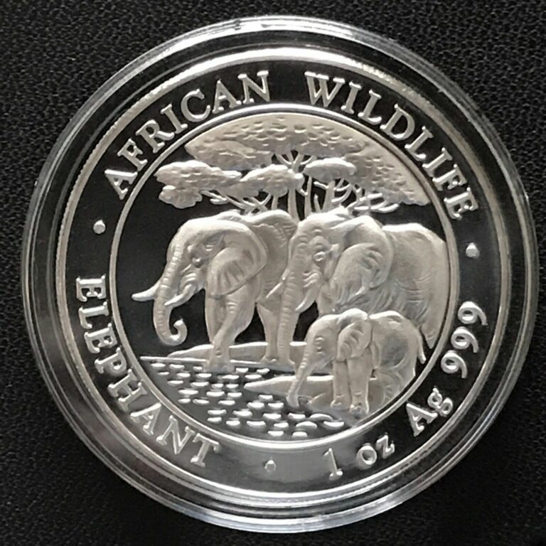 Read more about the article 2013 Somalian Elephant 1 oz .999 Silver Brilliant Uncirculated Mint Coin Africa