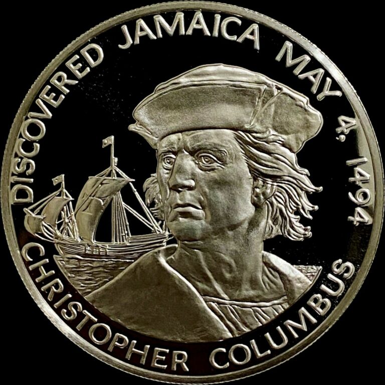 Read more about the article JAMAICA. 1975  10 Dollars  Silver – Columbus  Discovery  Rare