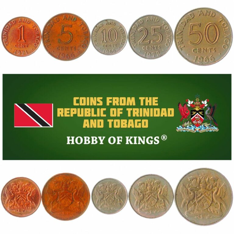 Read more about the article SET OF 5 COINS FROM TRINIDAD AND TOBAGO: 1  5  10  25  50 CENTS. 1966-1973