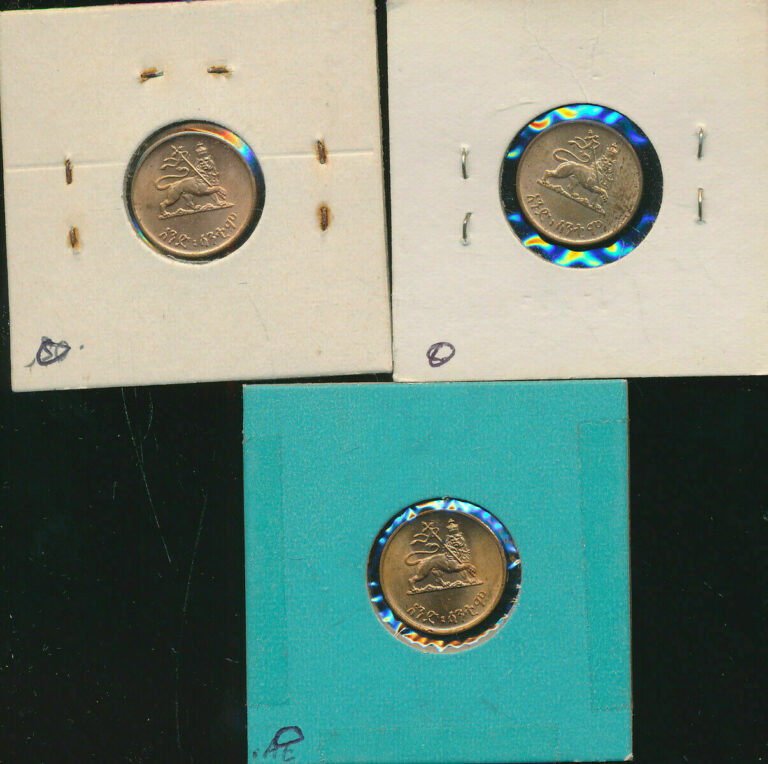 Read more about the article Lot (3) 1944 Ethiopia Cent KM# 32 Haile Selassie Lion Type Nice BU Coins # BWL