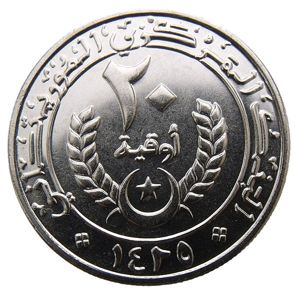 Read more about the article MAURITANIA – ISLAMIC REPUBLIC 20 OUGUIYA 2004 RARE COIN UNC