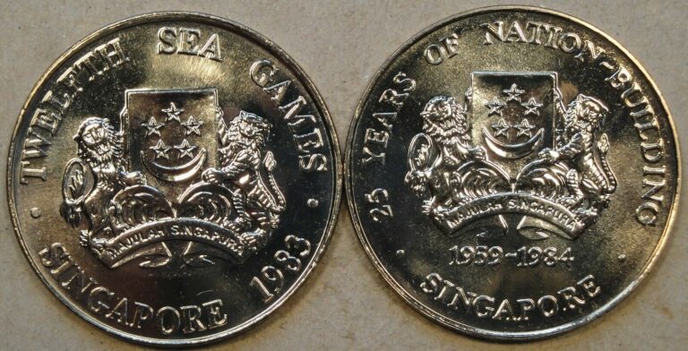 Read more about the article Singapore 1983+84 5 Dollar Copper Nickel Crowns Ch BU As Pictured