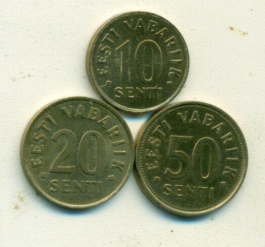 Read more about the article 3 DIFFERENT COINS from ESTONIA – 10  20 and 50 SENTI (ALL DATING 1992)