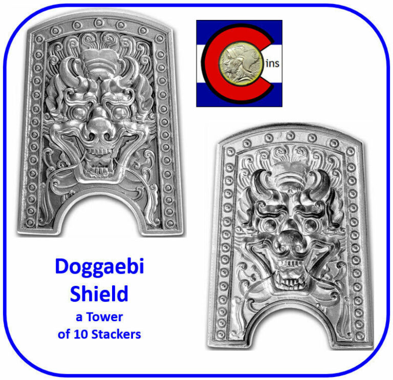 Read more about the article 2021 South Korea Chiwoo Cheonwang Doggaebi Shield Antique 2oz Silver Stacker x10