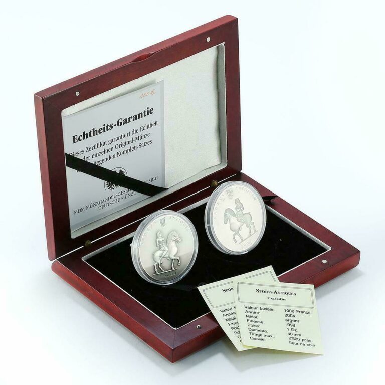 Read more about the article Togo 1000 francs set of 2 coins Sports Antiques silver 2004