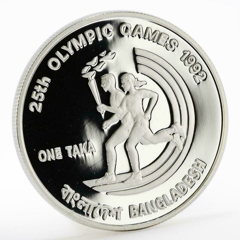 Read more about the article Bangladesh 1 taka 25th Olympic games Barcelona proof silver coin 1992