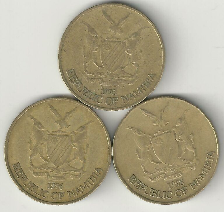 Read more about the article 3 DIFFERENT 1 DOLLAR COINS from NAMIBIA (1993  1996 and 1998)