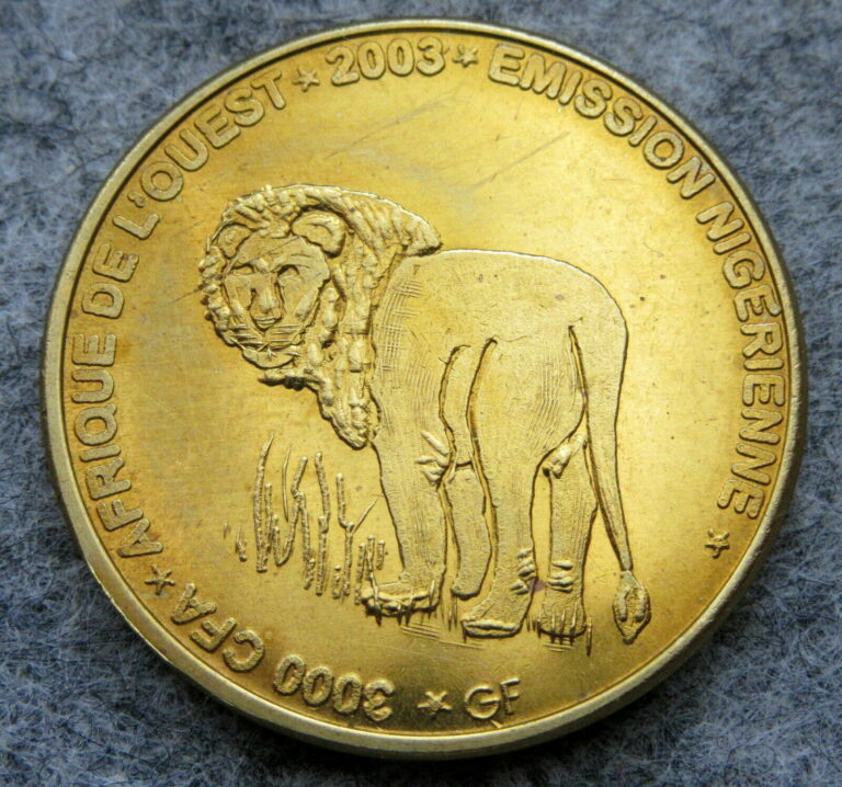 Read more about the article NIGER 2003 2 AFRICA or 3000 CFA COIN  LION  IDAO COINAGE