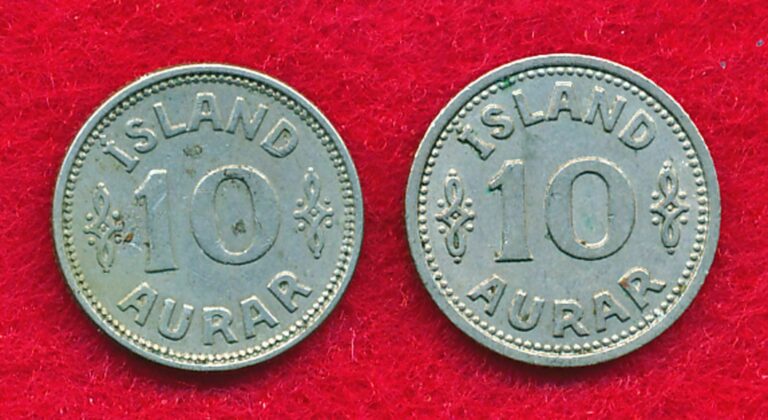 Read more about the article Iceland 1923 and 1940 10 AURAR (2 Coins)  Copper-Nickel